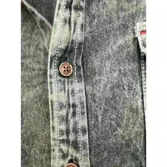 Men’s Large N1 Flag, Skull, Wings Distressed 2 Pocket Button Up Short Sleeve - Picture 7 of 15